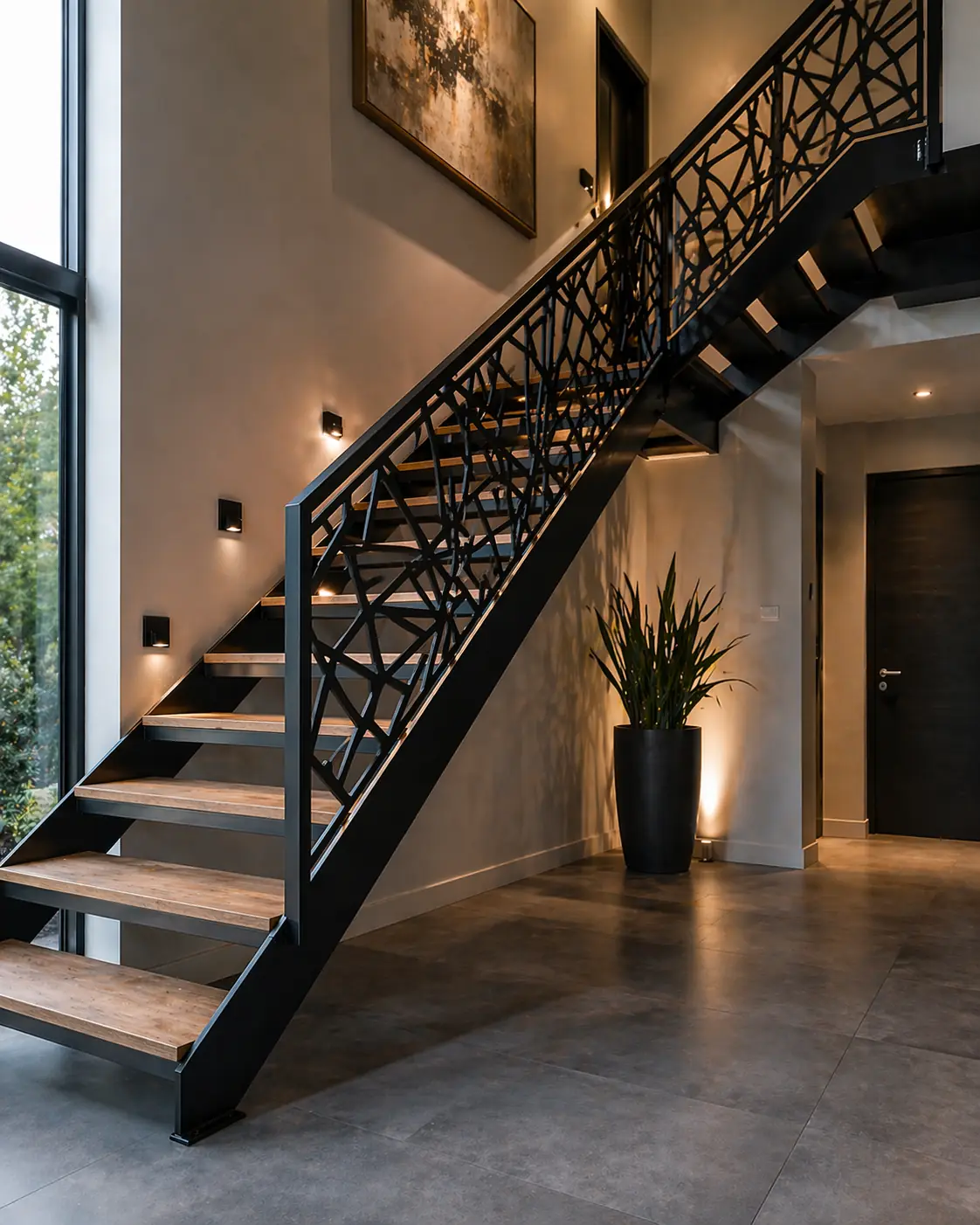 Escalier intérieur en ferronnerie sur mesure avec garde-corps design